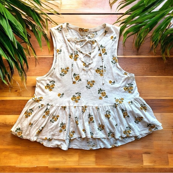 LUCKY BRAND Sleeveless Peplum Floral Tank Top – Size Small - Picture 8 of 16